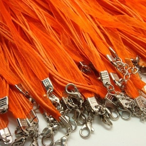 10x organza ribbon necklaces ORANGE MAT1946 image 1