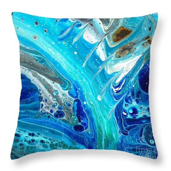 Housse Coussin Blue Waves Impression Rect-Verso 2 Faces Tableau Original Lumio Paintings Decoration 