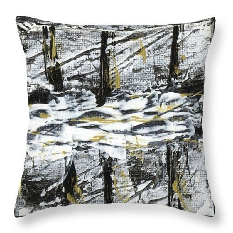 Cushion Cover BLACK and WHITE print 2 sides scan original abstract acrylic painting art LUMIO Paintings sofa home decoration modern art Black White 01