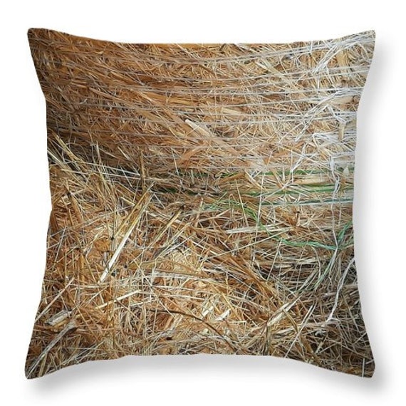 Housse Coussin Ferme Aveyronnaise Foin Automne Impression Beige Lin Photo Décoration Maison Campagna