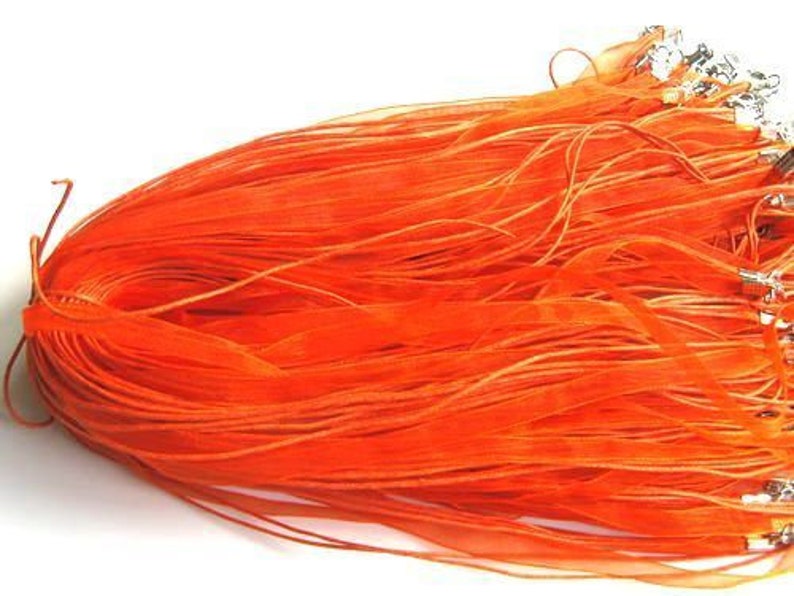 10x organza ribbon necklaces ORANGE MAT1946