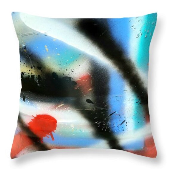 Housse Coussin Graffiti Rouge Bleu Vert Noir Impression Recto-Verso 2 Faces Lumio Paintings Decorati