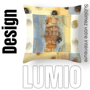 Housse coussin Gris Gold and Beige impression recto-verso 2 faces  carte LUMIO Paintings decoration maison salon contemporain art
