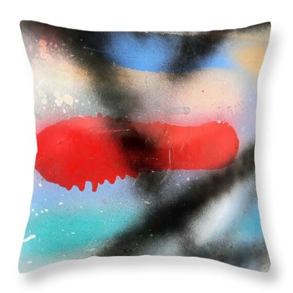 Housse Coussin Graffiti Rouge Bleu Vert Noir Impression Recto-Verso 2 Faces Lumio Paintings Decorati