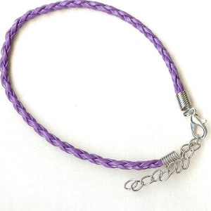 10x BRACELETS simili CUIR tressé VIOLET mode vêtement bijoux pendentif argent rallonge chainette pandorra MAT2119 image 2