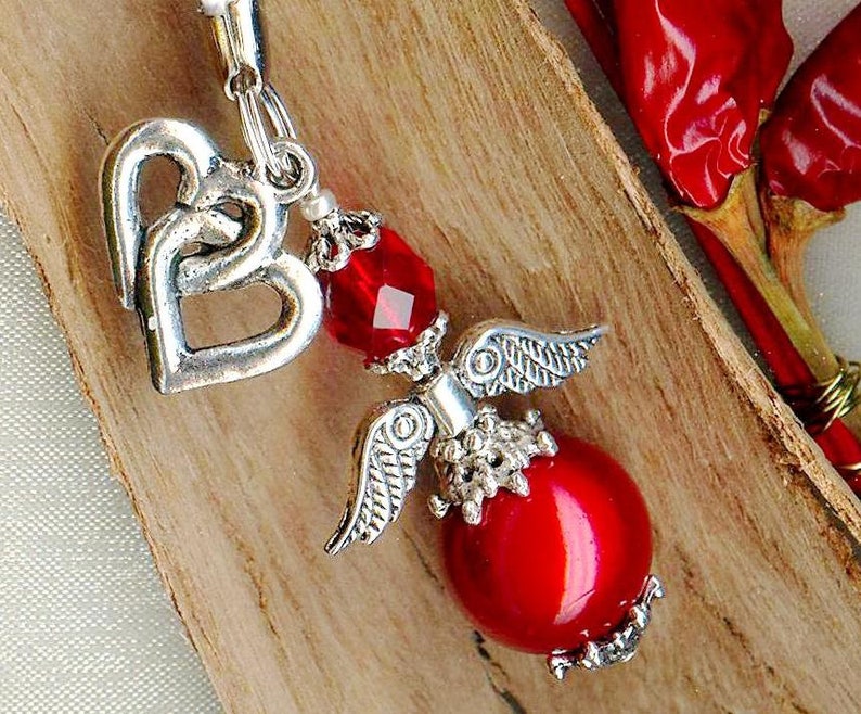 Cellphone pendant charm CELESTIAL WHITE beads crystal faceted miracle glass wedding gift guests luck protection prayer guardian heaven Red