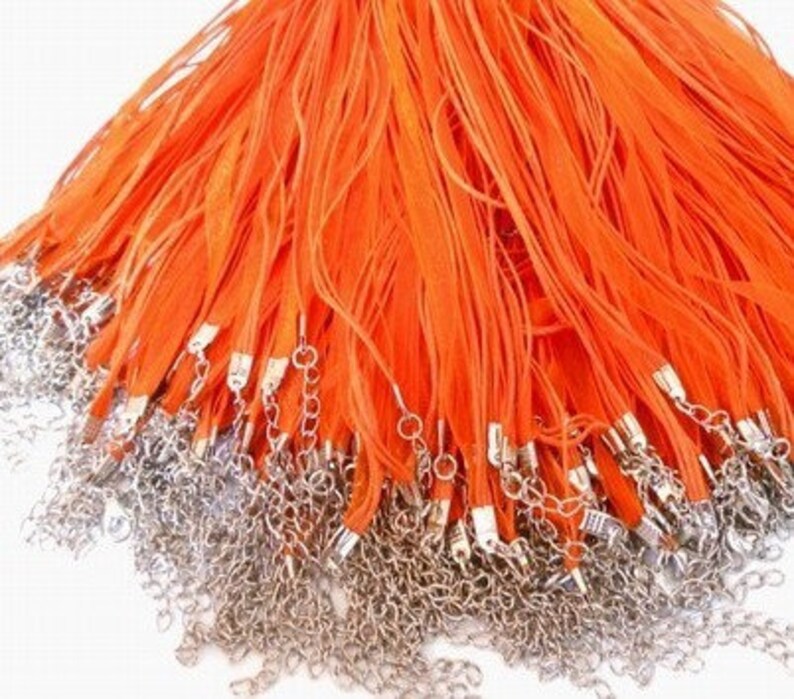 10x organza ribbon necklaces ORANGE MAT1946