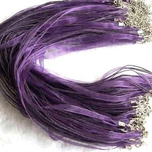 10x organza ribbon necklaces DARK PURPLE MAT1944 image 2