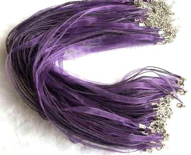 10x organza ribbon necklaces DARK PURPLE MAT1944 image 2