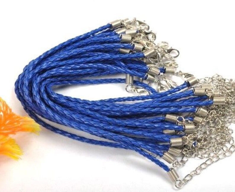 10x LEATHER bracelets SAPPHIRE 20cm MAT2119 image 2