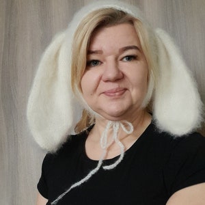 Bunny hat,Adult size bunny hat ,Knitted bunny hat