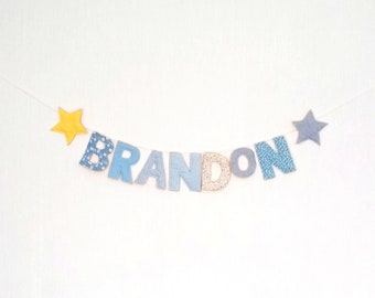 Guirnalda de tela personalizada con nombre: Decoración para habitación de bebé