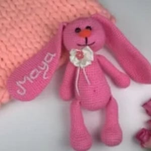 PERSONALIZED Hand made Bunny toy,Crochet bunny,Amigurumi toy bunny,Gift for baby