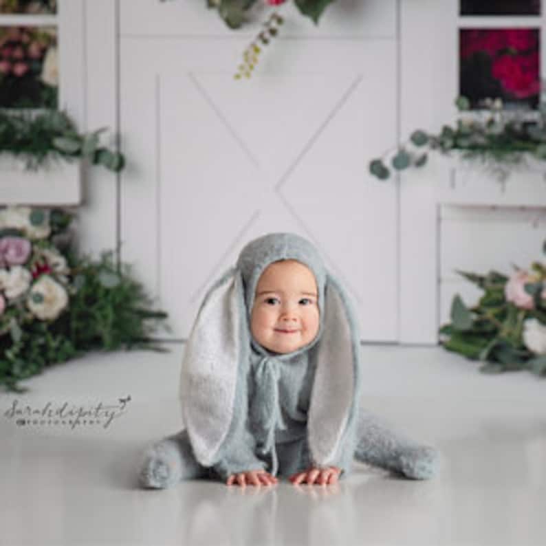 Knitted Newborn Bunny Outfit Set Hat and Romper Baby Girl Etsy