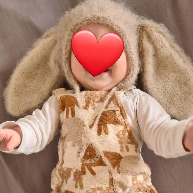 Knitted Bunny Ear Bonnet | Baby Easter Bunny Hat | Newborn Photo Prop ...