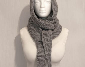 Scarf Hood Unisex  Knit Hooded Scarf