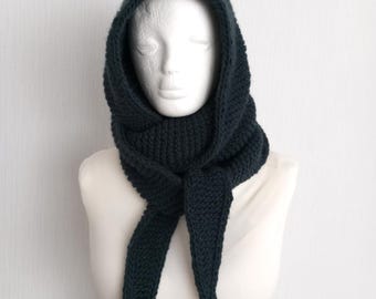 Knit Scarf Hood Unisex Hooded Scarf