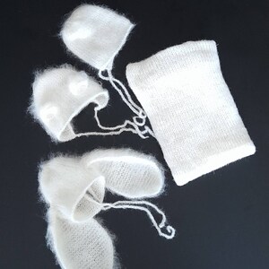 Newborn Alpaca Knit Wrap and Bonnet Set: Photo Prop
