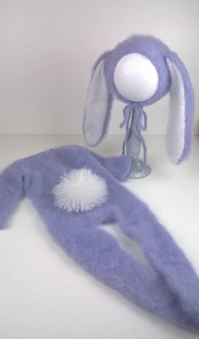 Knitted Newborn Bunny Outfit Set Hat and Romper Baby Girl Etsy