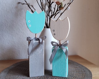 Lot de 2 tulipes sur poutres turquoise clair-gris-blanc