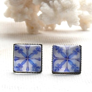Studs &quot;Madalena&quot; *** portuguese tiles *** spanish tiles *** azulejos *** square