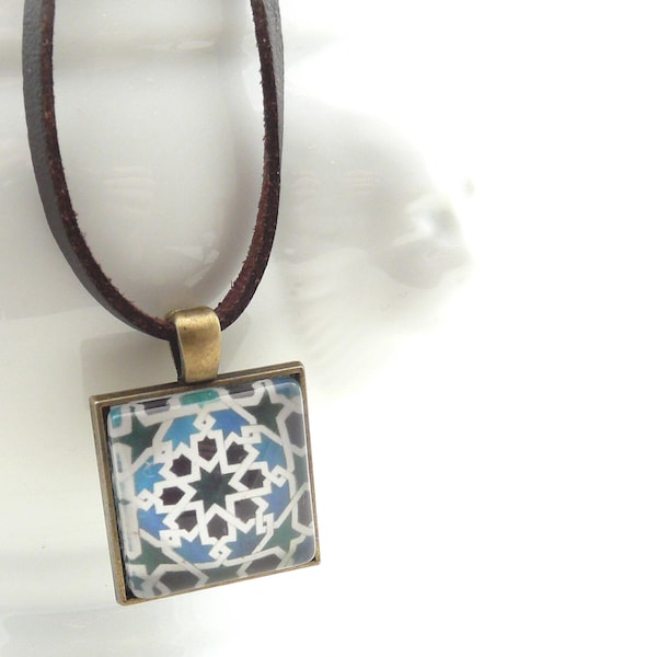 Collier ALHAMBRA Carreaux espagnols * vegan * Azulejos * carreaux * Andalousie * Carreaux portugais * Espagne * Grenade * carré