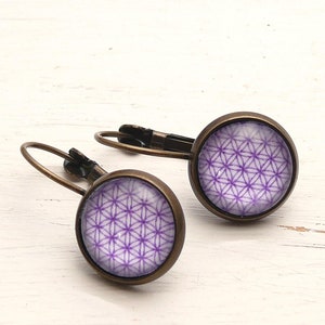 Drop earrings "Flower of life" Flower of life *  Yoga jewelry * violet *