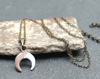 Necklace LUNULA crescent moon * half moon * moon * Celtic * boho * minimalist * men's jewelry * cold enamel * enamel * pendant * short