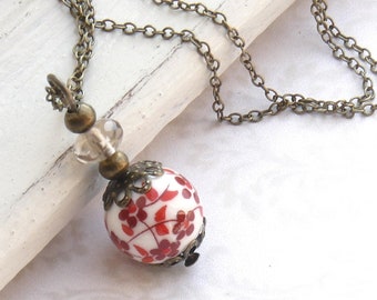 Necklace "Cherry Pie" Porcelain * Vintage Style * retro * red
