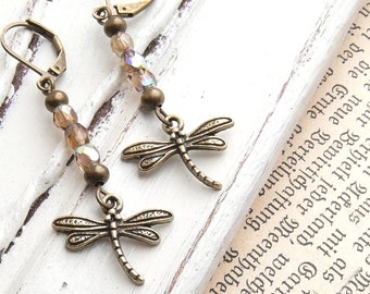 Earrings "Dragonfly" Art Nouveau * Vintage * Dragonfly