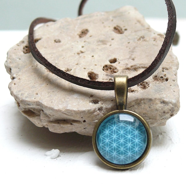 Necklace "Vissudha" flower of life * yoga * vegan * petrol * turquoise