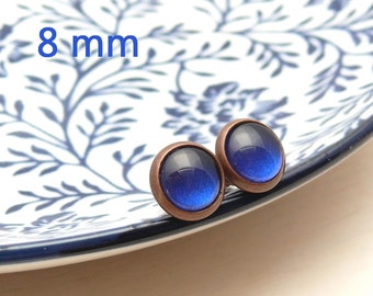 Studs SUMMERNIGHT dark blue * 8 mm * blue studs * copper * royal blue * blue earrings * gift woman * small stud earrings