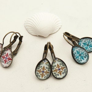 Earrings &quot;Madalena&quot; portuguese tiles * azulejos * blue and white