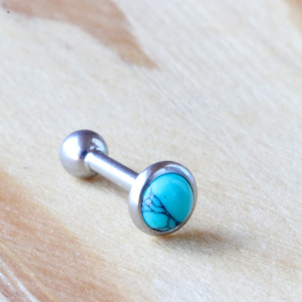 Turquoise Stone Helix Jewelry Cartilage Piercing Stud Internally Threaded Earring Tragus Piercing Forward Helix Earring Opal Conch Piercing