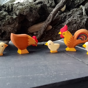 Wooden chicken family