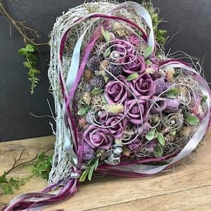 Grabgesteck Grabschmuck Herz Wunschgröße Grabdekoration Grabschmuck Allerheiligen – handgemacht aus Seiden- und Kunstblumen, langlebig & pflegeleicht von SarahsFlowerStudio