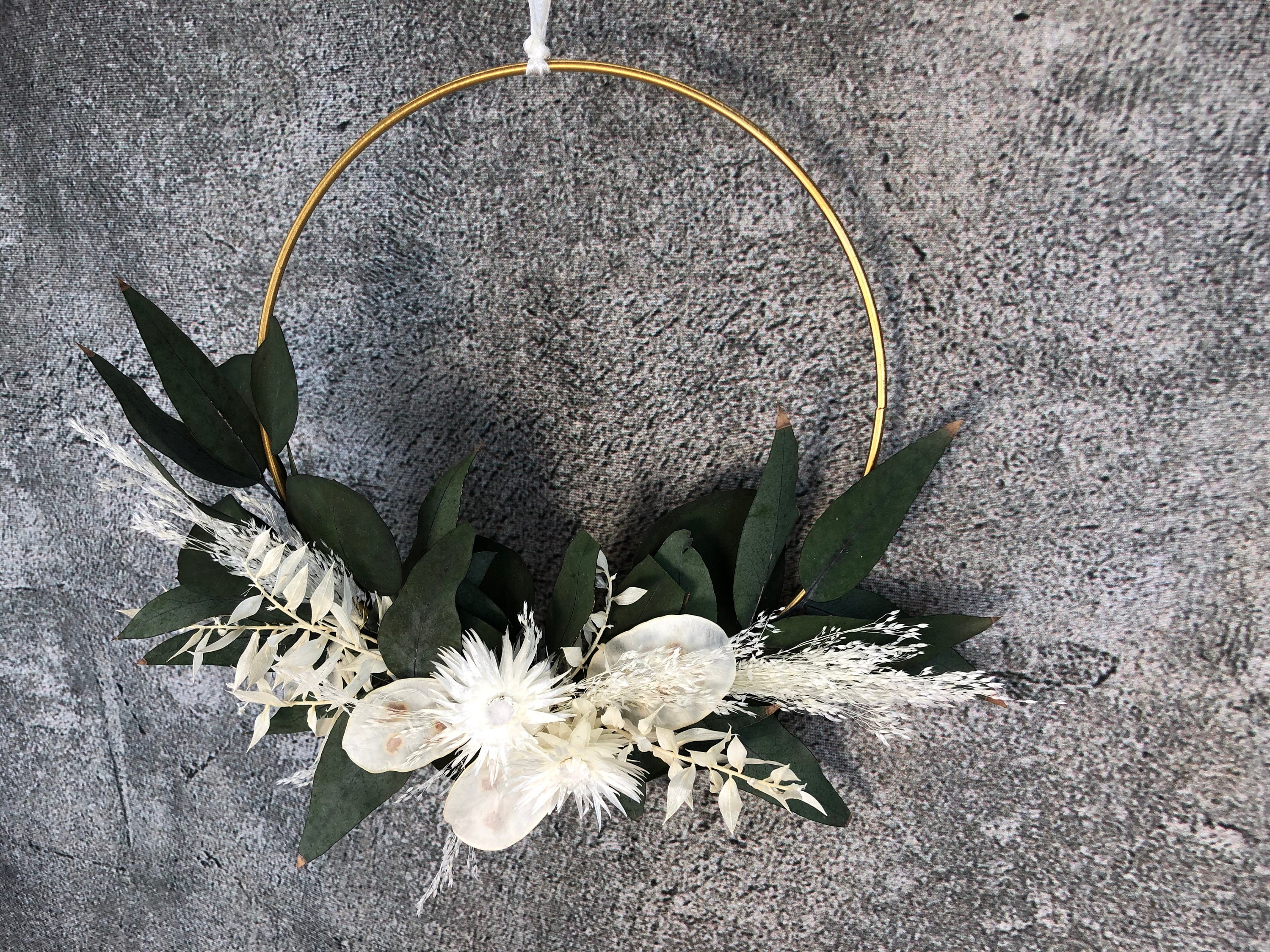 Couronne de Porte Couronne Bague Pampas Herbes Murale Fleurs Sèches Nature Naturelle Hoop Automne Au