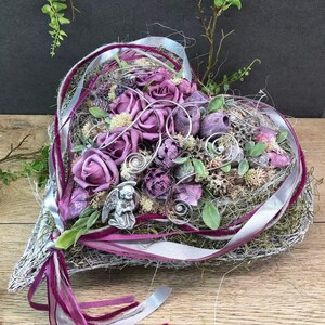 Grabgesteck Grabschmuck Herz Wunschgröße Grabdekoration Grabschmuck Allerheiligen – handgemacht aus Seiden- und Kunstblumen, langlebig & pflegeleicht von SarahsFlowerStudio