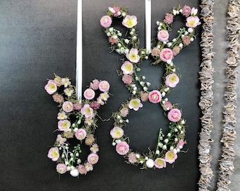 Easter & Spring door wreath with bunnies – Window decoration silk flowers in your desired color