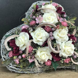 Grabgesteck Grabschmuck Herz Farbwunsch Grabdeko Grabdekoration