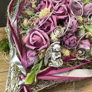 Grabgesteck Grabschmuck Herz Wunschgröße Grabdekoration Grabschmuck Allerheiligen – handgemacht aus Seiden- und Kunstblumen, langlebig & pflegeleicht von SarahsFlowerStudio