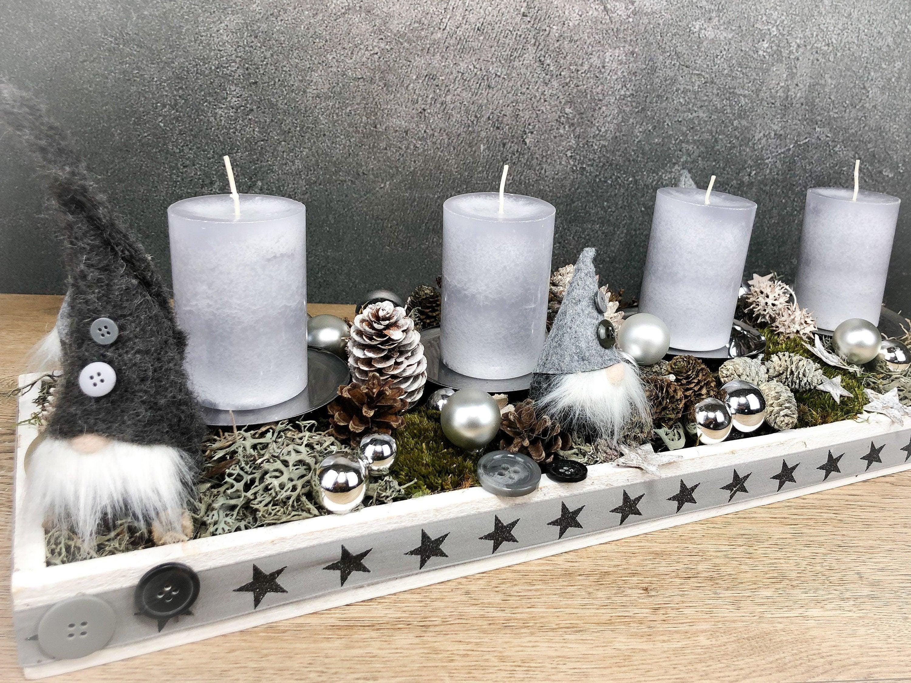 Arrangement De L'Avent HHG-797 Avec Porte-bougies, Couronne De L'Avent