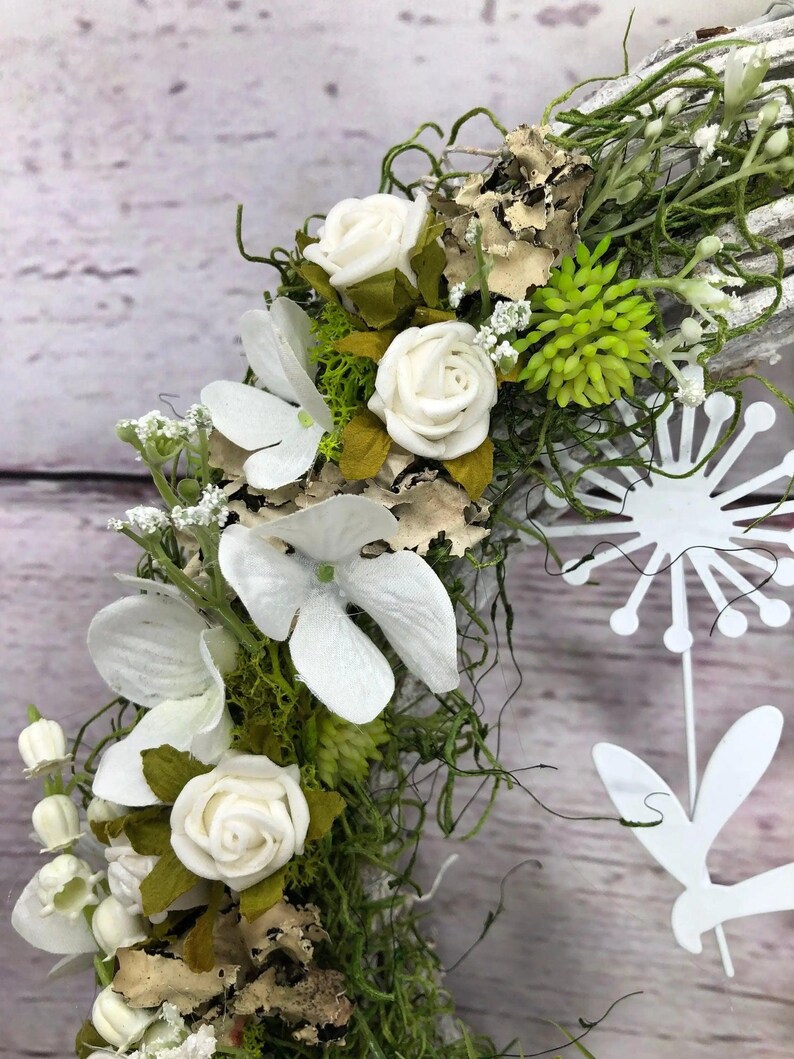 Frühlingskranz Türkranz Kirschblüten Fee – ganzjährig Seidenblumen modern – Türkranz – SarahsFlowerStudio