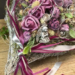 Grabgesteck Grabschmuck Herz Wunschgröße Grabdekoration Grabschmuck Allerheiligen – handgemacht aus Seiden- und Kunstblumen, langlebig & pflegeleicht von SarahsFlowerStudio