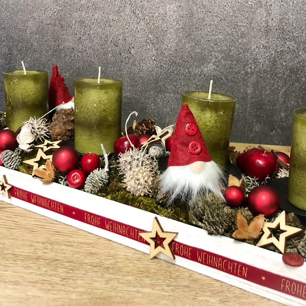 Advent wreath Advent calendar Gnome Modern Oblong tray in two sizes L and XL