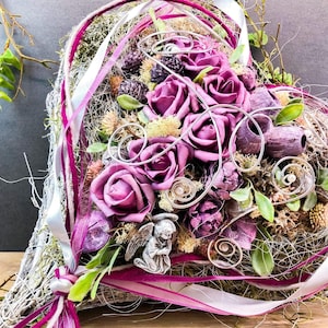 Grabgesteck Grabschmuck Herz Wunschgröße Grabdekoration Grabschmuck Allerheiligen – handgemacht aus Seiden- und Kunstblumen, langlebig & pflegeleicht von SarahsFlowerStudio