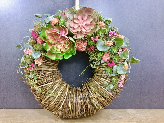 Door Wreath 30 Cm Door Decoration Door Decorations Succulent Roofing Worm Butterfly Cheropegia Tillansiemodern Year Round Door Jewelry