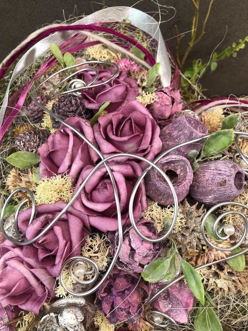 Grabgesteck Grabschmuck Herz Wunschgröße Grabdekoration Grabschmuck Allerheiligen – handgemacht aus Seiden- und Kunstblumen, langlebig & pflegeleicht von SarahsFlowerStudio