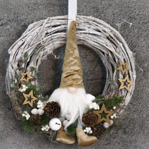 Door wreath door decoration door ornament Christmas willow wreath gnome cone star apple fir ribbon modern