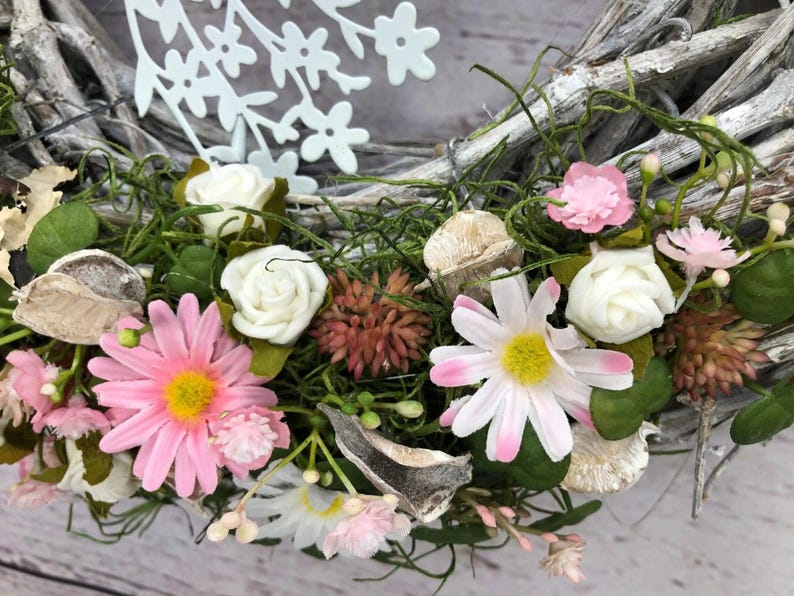 Frühlingskranz Türkranz Kirschblüten Fee – ganzjährig Seidenblumen modern – Türkranz – SarahsFlowerStudio